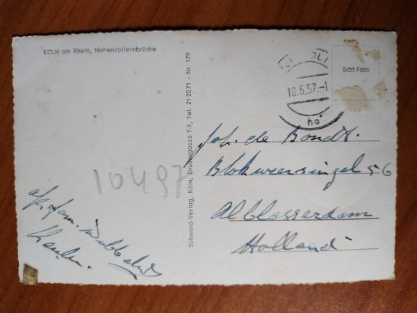 Postkarte Koln Hohenzollernbrucke - Image 2