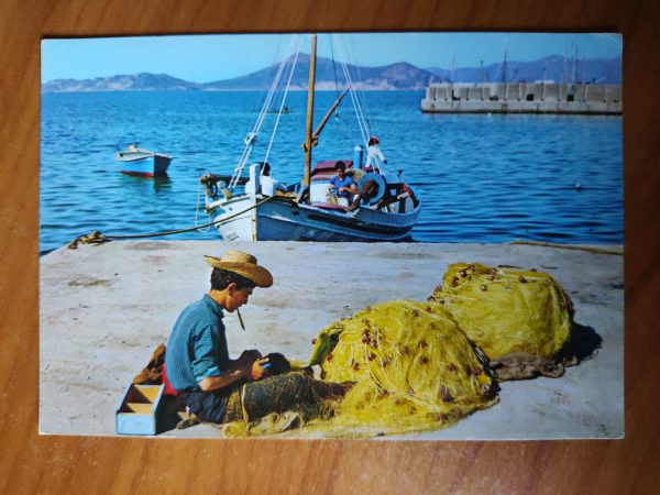 Postcard Greece fisherman