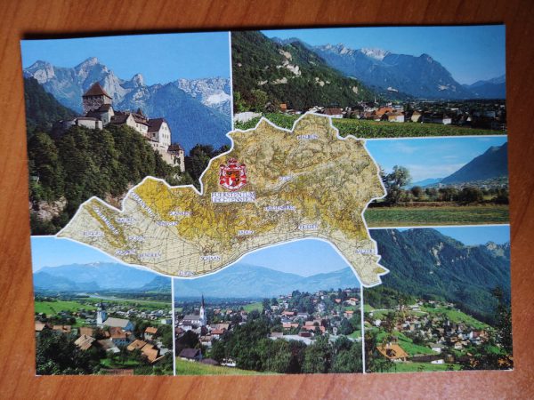 Postcard Lichtenstein with Map