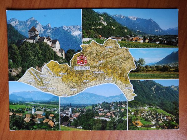 Postcard Lichtenstein with Map