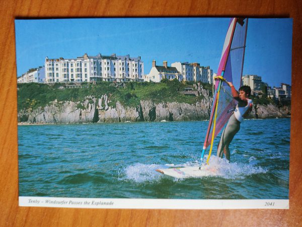 Postcard Tenby Surfer Explanade