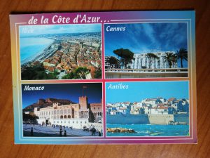 Postcard Cote de Azur Cannes Monaco Antibes Nice