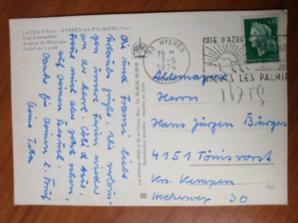 Postcard Palmiers Cote de Azur - Image 2